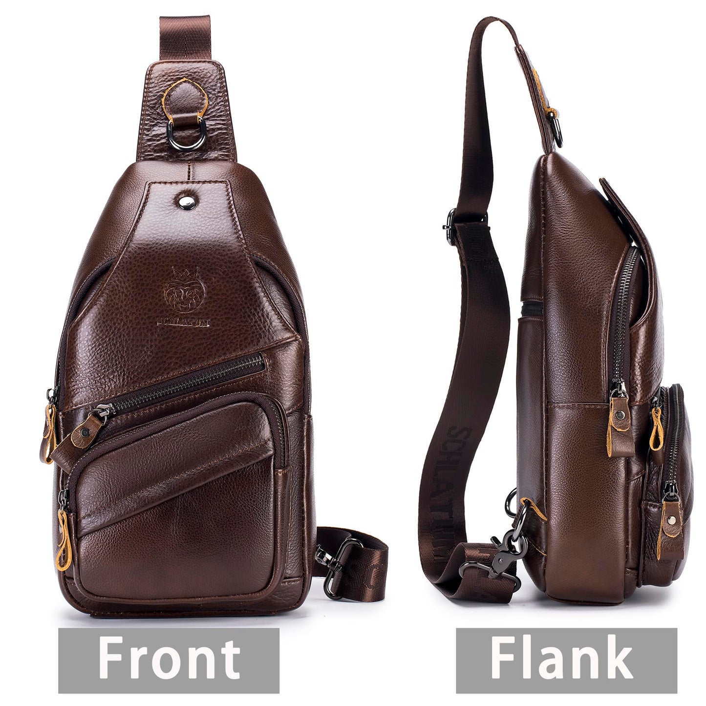 LUKZIJAES Genuine Leather Sling Bag for Men