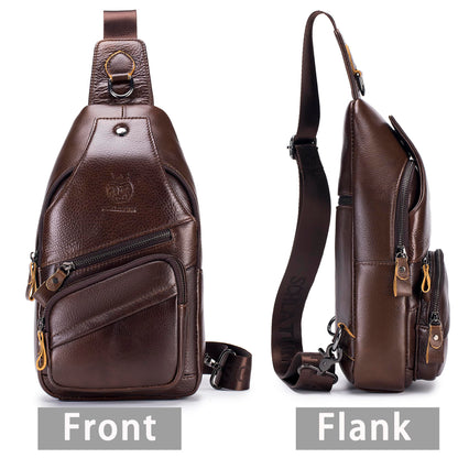 LUKZIJAES Genuine Leather Sling Bag for Men