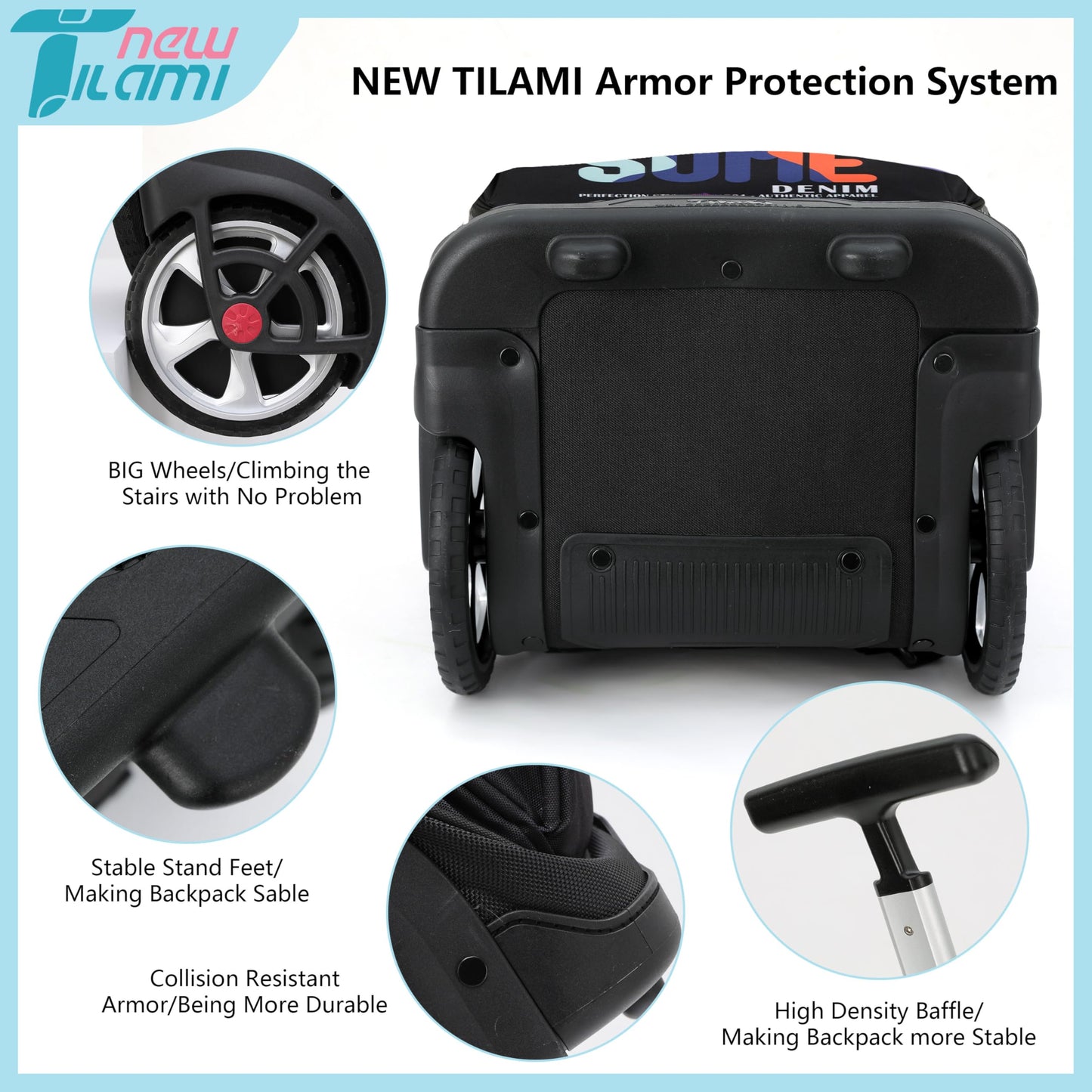 NEW TILAMI 19" Rolling Backpack for kids, Adjustable Laptop Backpack