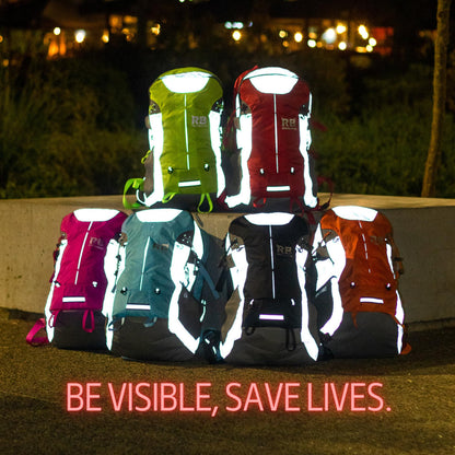 Reflective Motorcycle Backpack with Helmet Holder, Green