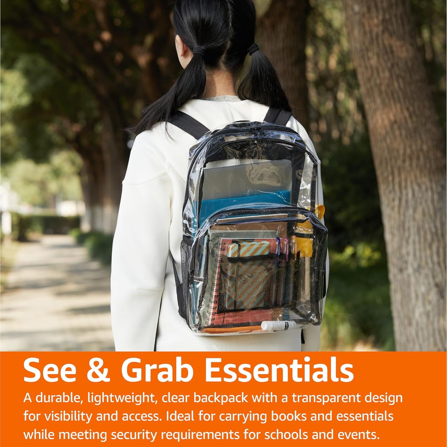Amazon Basics Transparent School Backpack