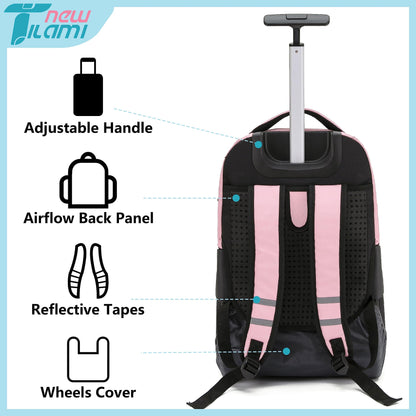 NEW TILAMI 19" Rolling Backpack for kids, Adjustable Laptop Backpack