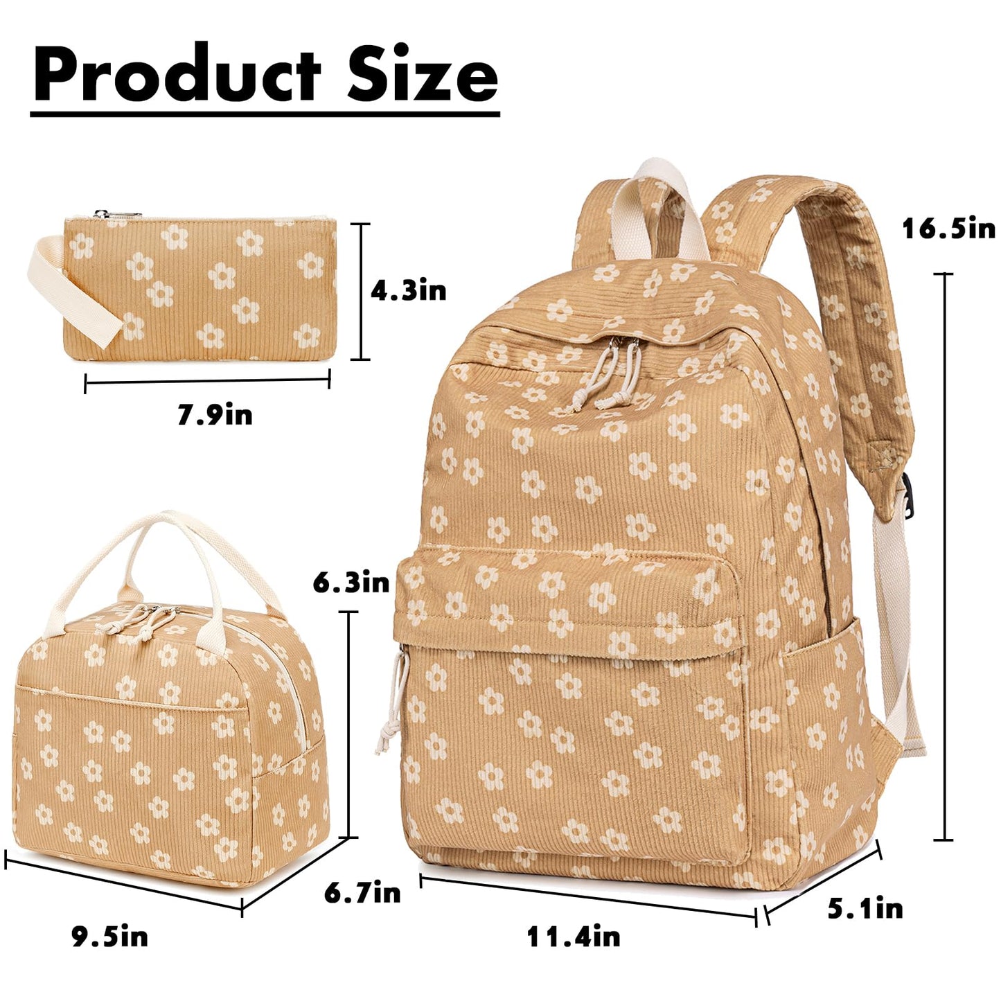 School Backpack for Teen Girls & Women, Corduroy