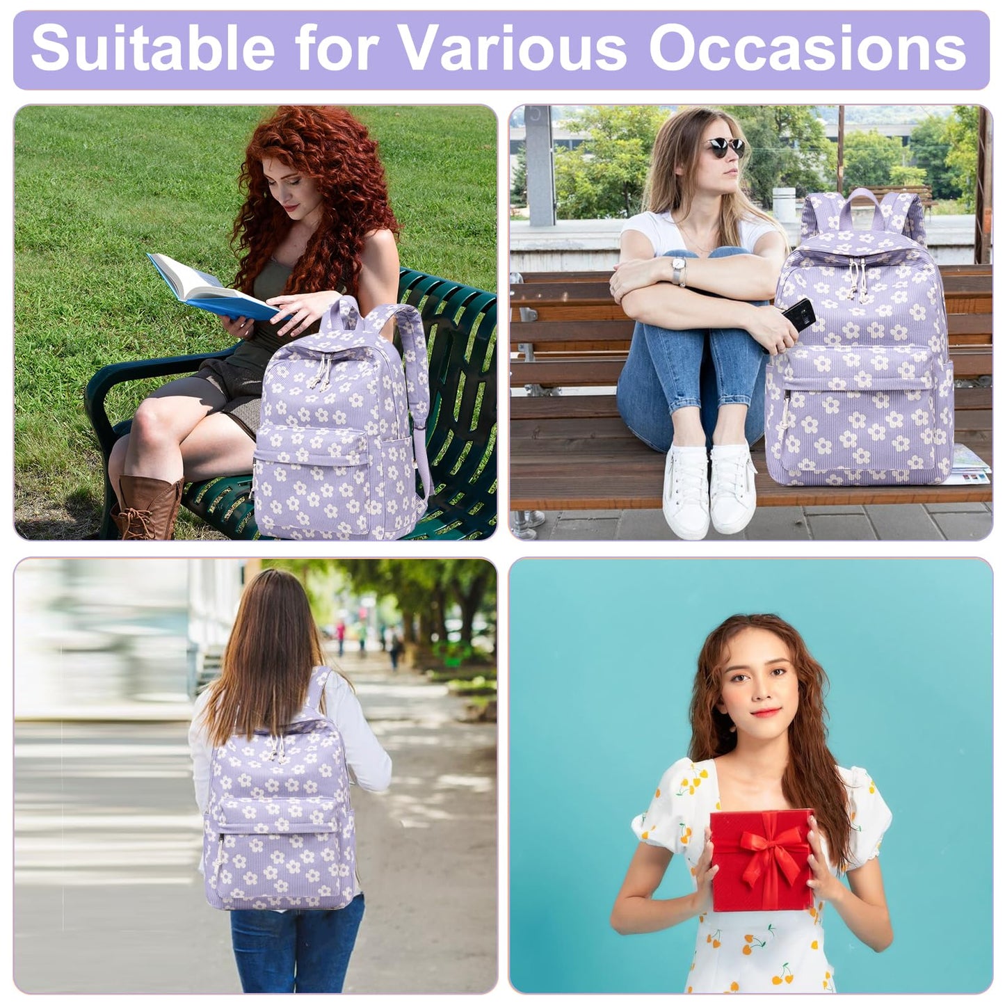 School Backpack for Teen Girls & Women, Corduroy