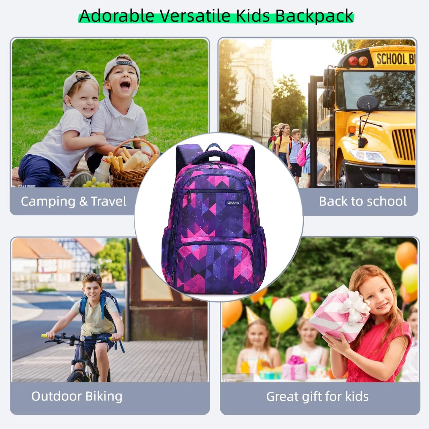 MITOWERMI Kids School Backpack, Purple