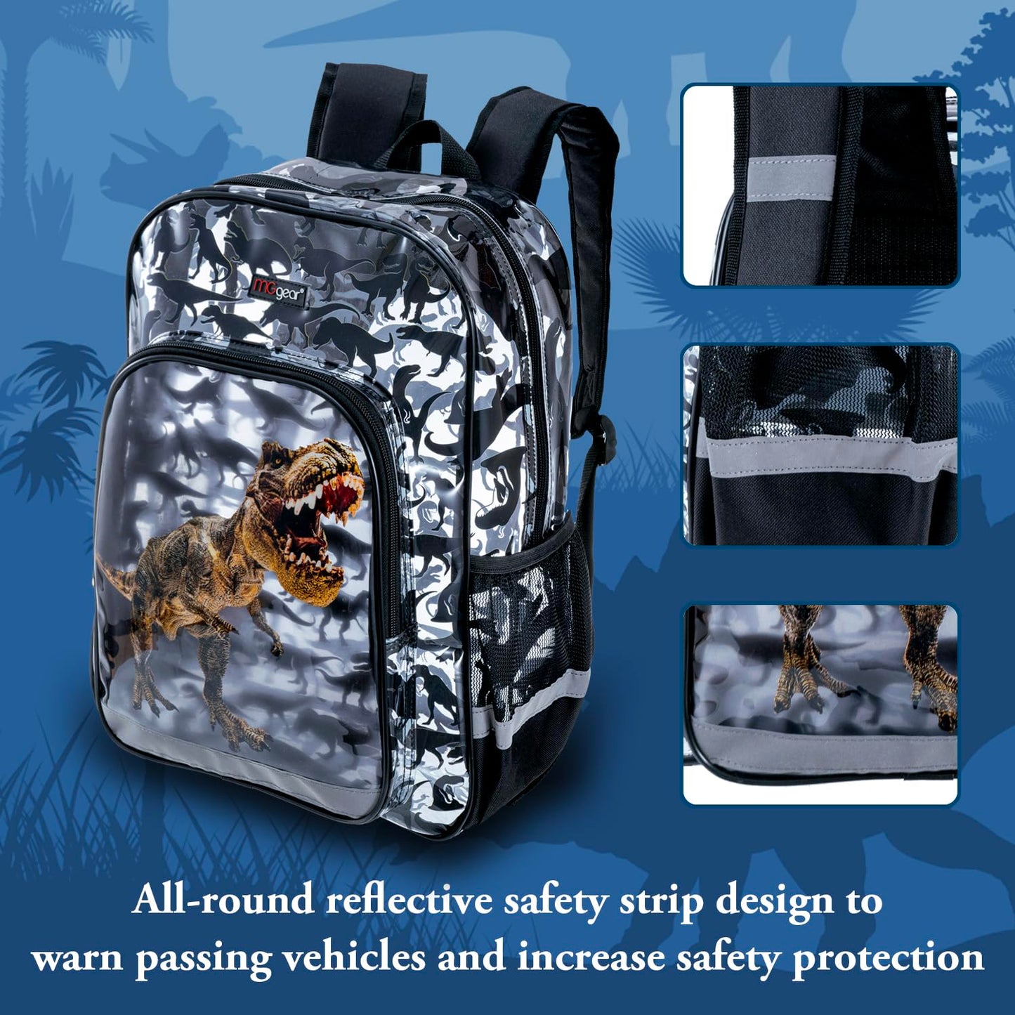 20-Pack 16" Clear Dinosaur Kids Backpacks