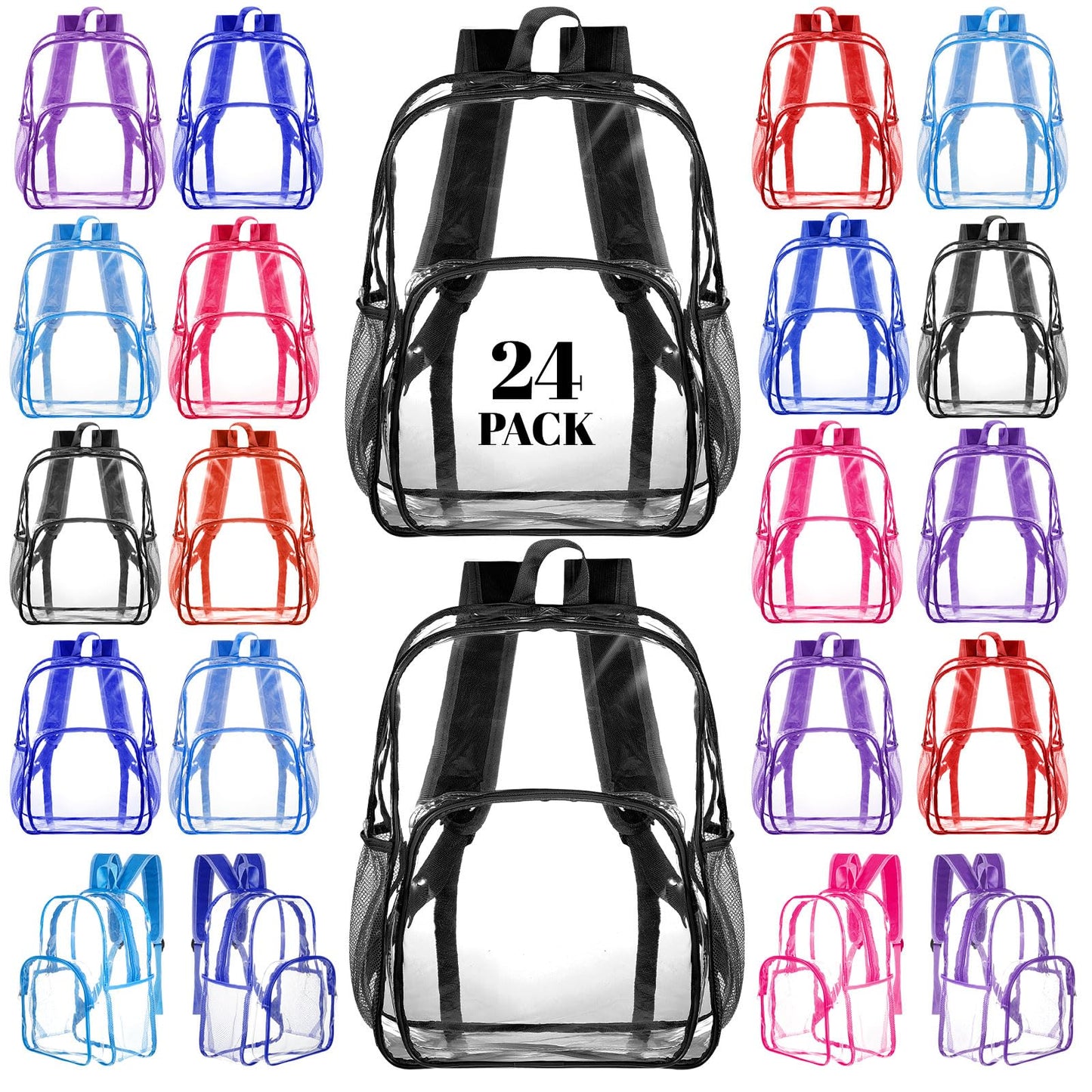 Amylove Clear PVC Backpack, 15", Black, 100-Pack