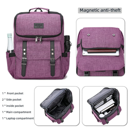 YALUNDISI Vintage Laptop Backpack with USB, Black