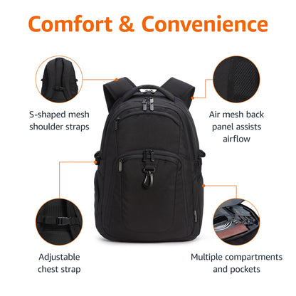 Amazon Basics Travel Laptop Backpack for 15.6 inch Laptop, Black