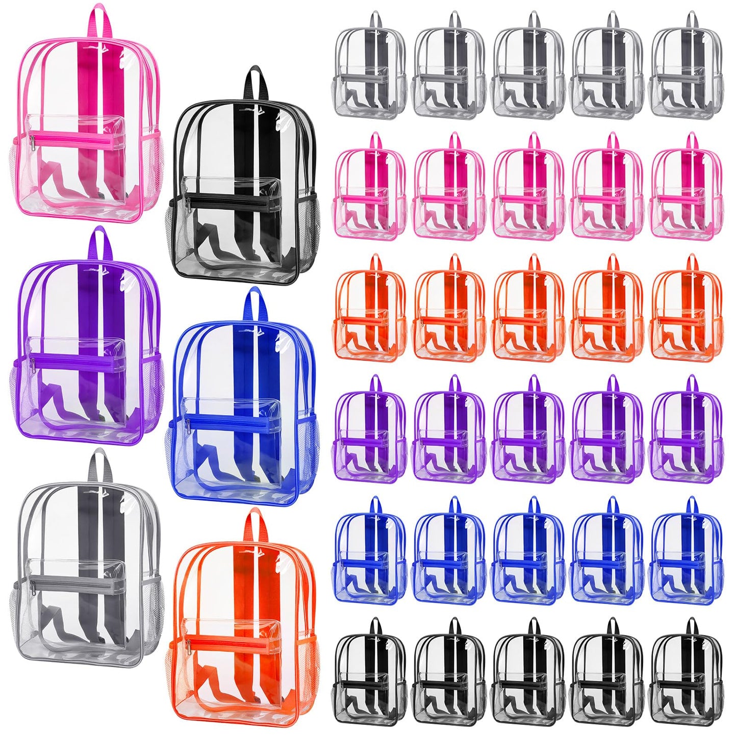 Silkfly Clear Backpacks 72-Pack, PVC Transparent