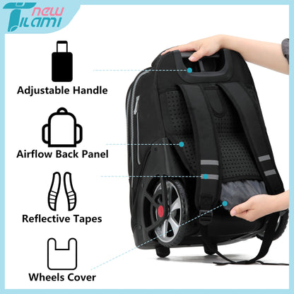 NEW TILAMI 19" Rolling Backpack for kids, Adjustable Laptop Backpack