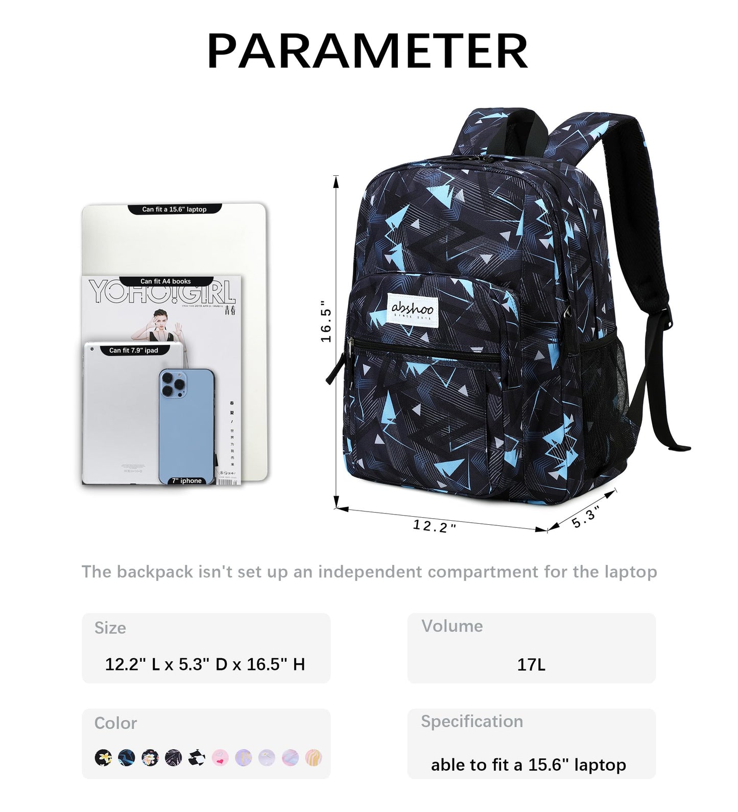 abshoo Basic Travel Backpack, Water-Resistant