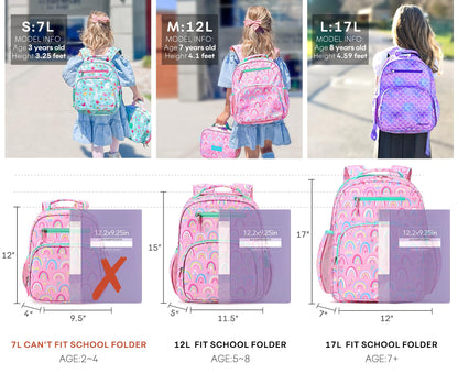 mibasies Girls Backpack 5-8: Lightweight Kids