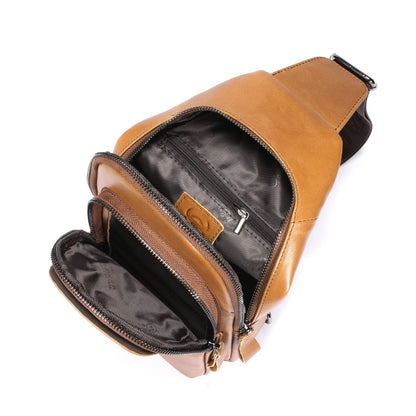 LUKZIJAES Genuine Leather Sling Bag for Men