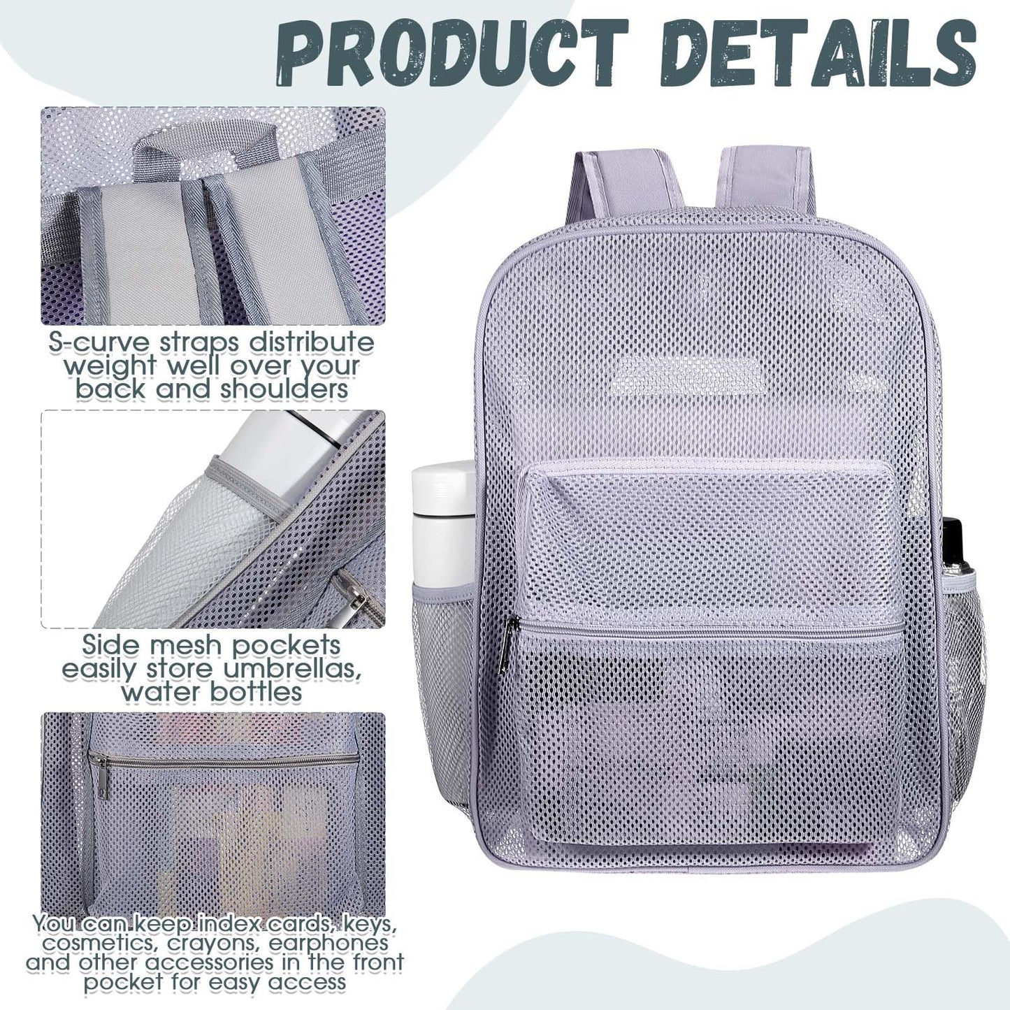 Amylove 17" Mesh Backpack – 48 Pack, Colorful