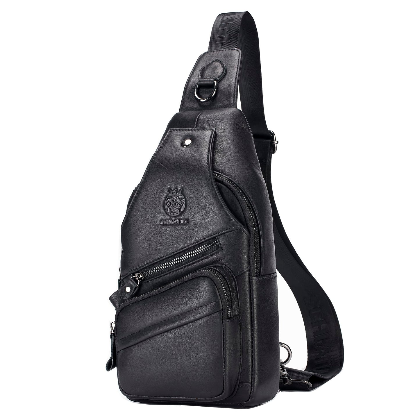 LUKZIJAES Genuine Leather Sling Bag for Men