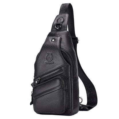 LUKZIJAES Genuine Leather Sling Bag for Men