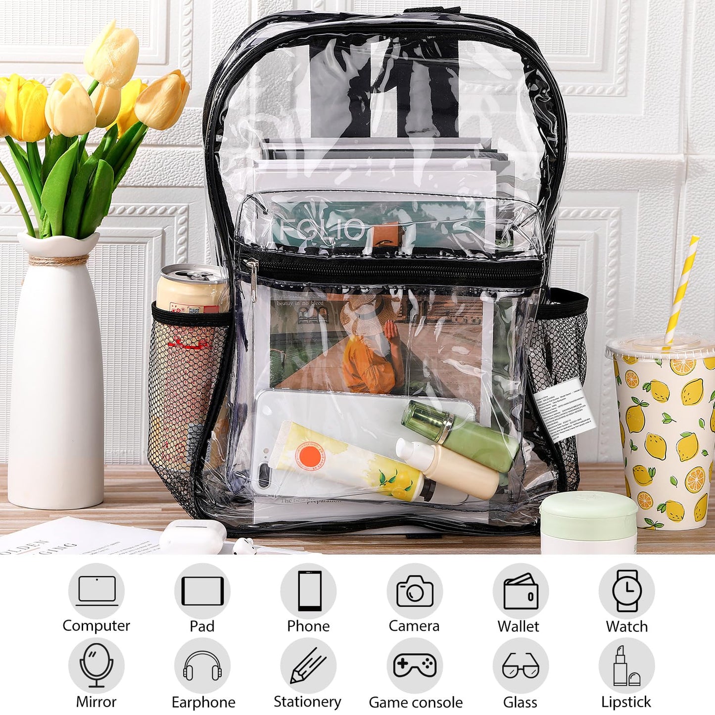 Silkfly Clear Backpacks 72-Pack, PVC Transparent