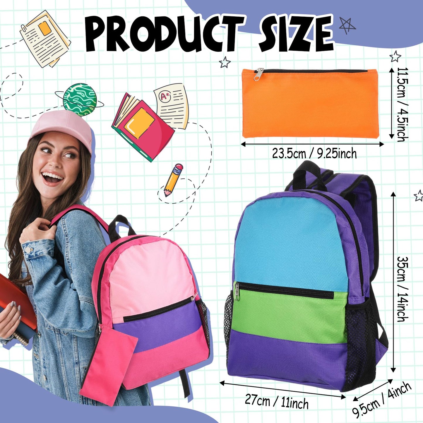 Cholemy 24 Pack 14" Kids Backpack Bulk for School