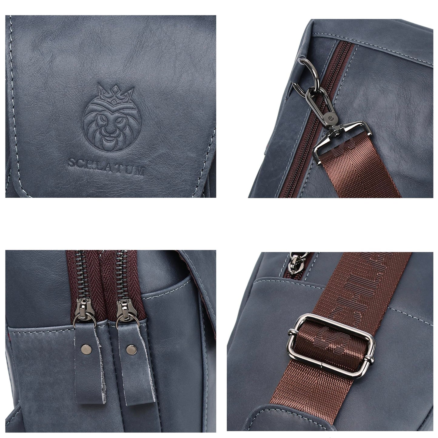 LUKZIJAES Genuine Leather Sling Bag for Men