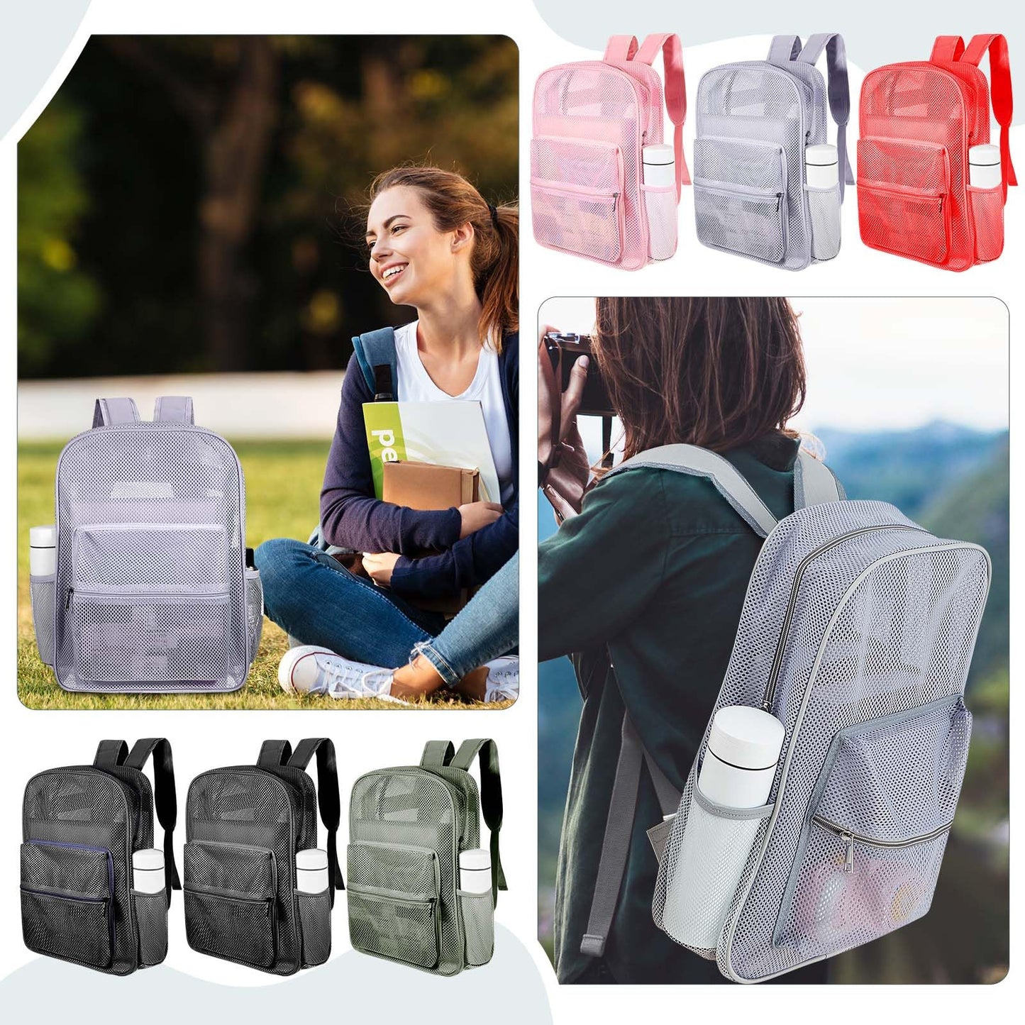 Amylove 17" Mesh Backpack – 48 Pack, Colorful