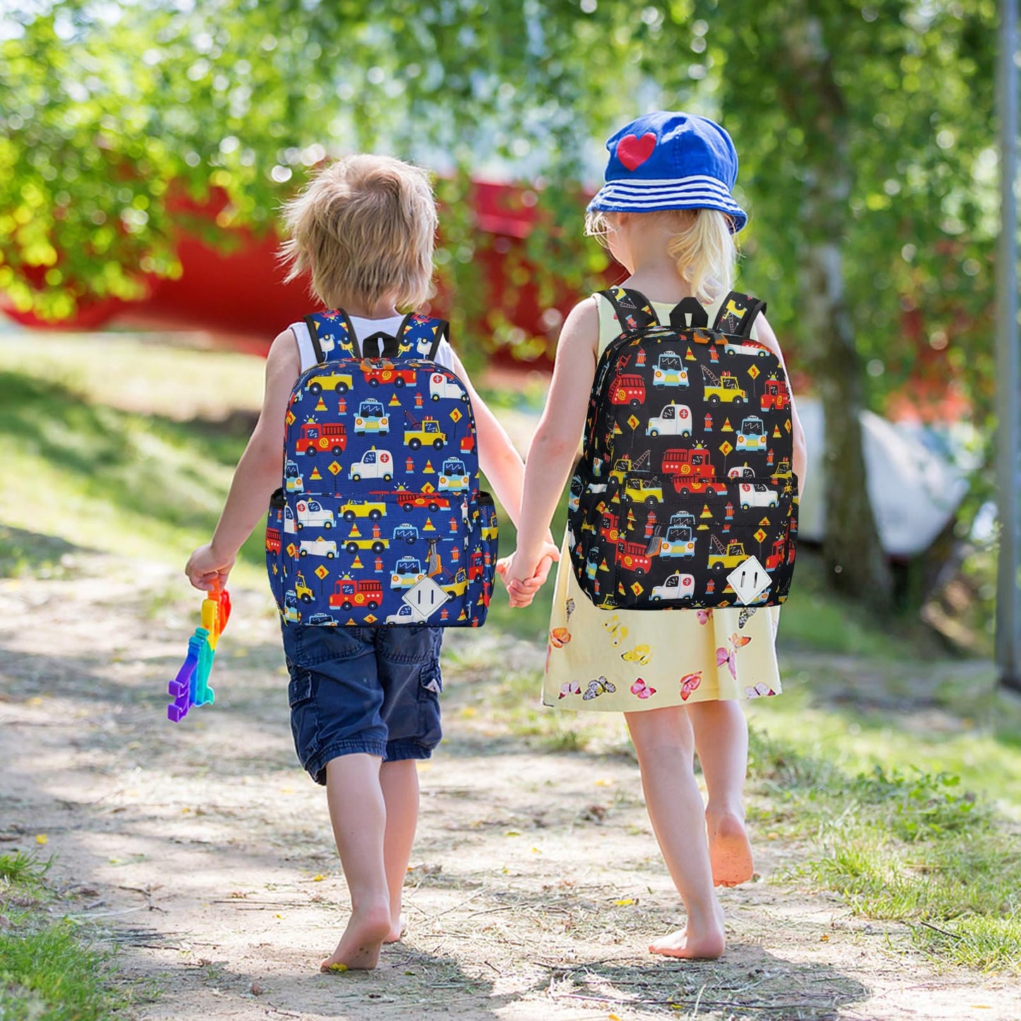 15" Kids Backpack for Preschool – Cute Car Design,