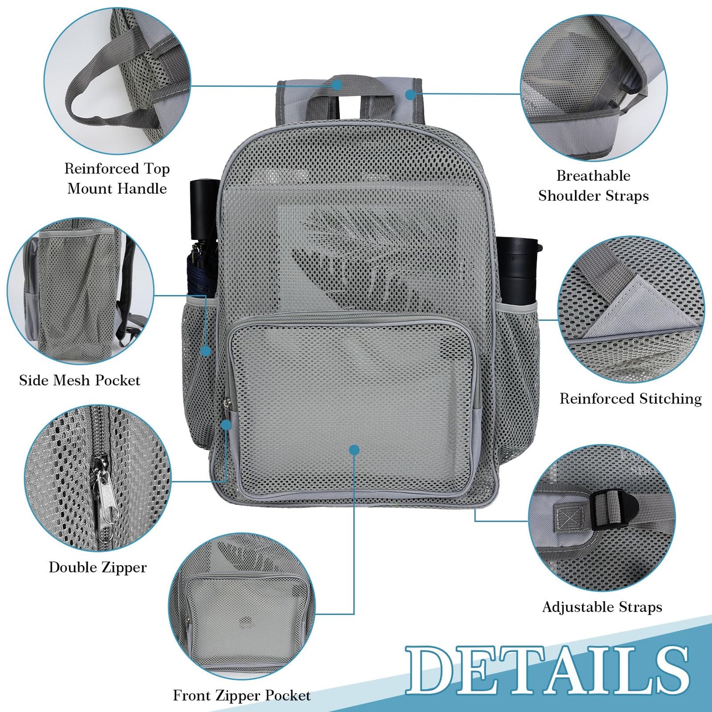 48-Pack 17" Clear Mesh Backpacks – Heavy Duty