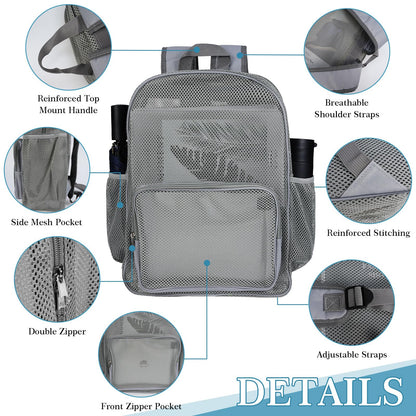 48-Pack 17" Clear Mesh Backpacks – Heavy Duty