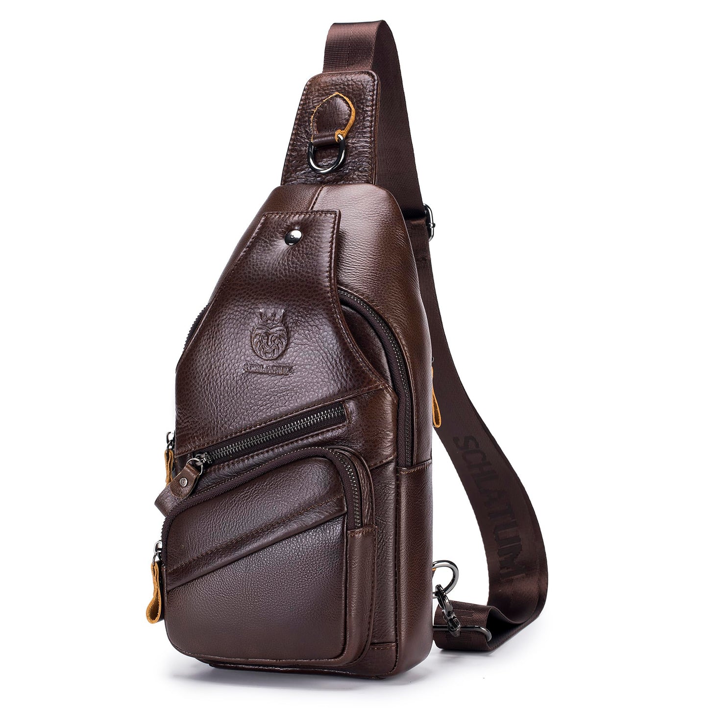 LUKZIJAES Genuine Leather Sling Bag for Men