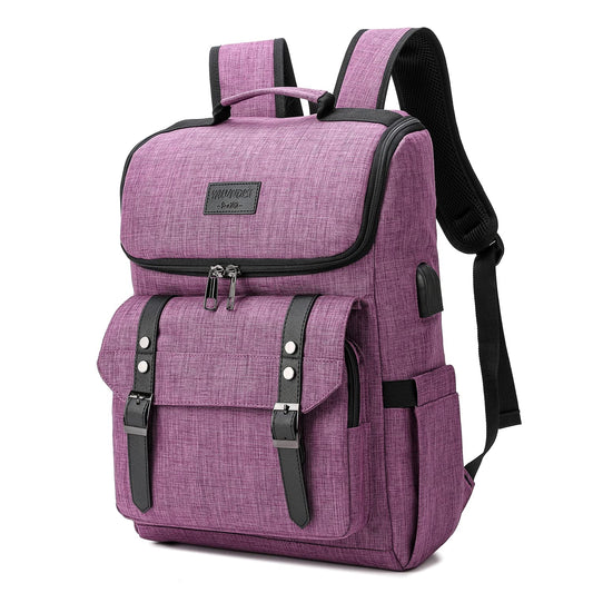 YALUNDISI Vintage Laptop Backpack with USB, Black