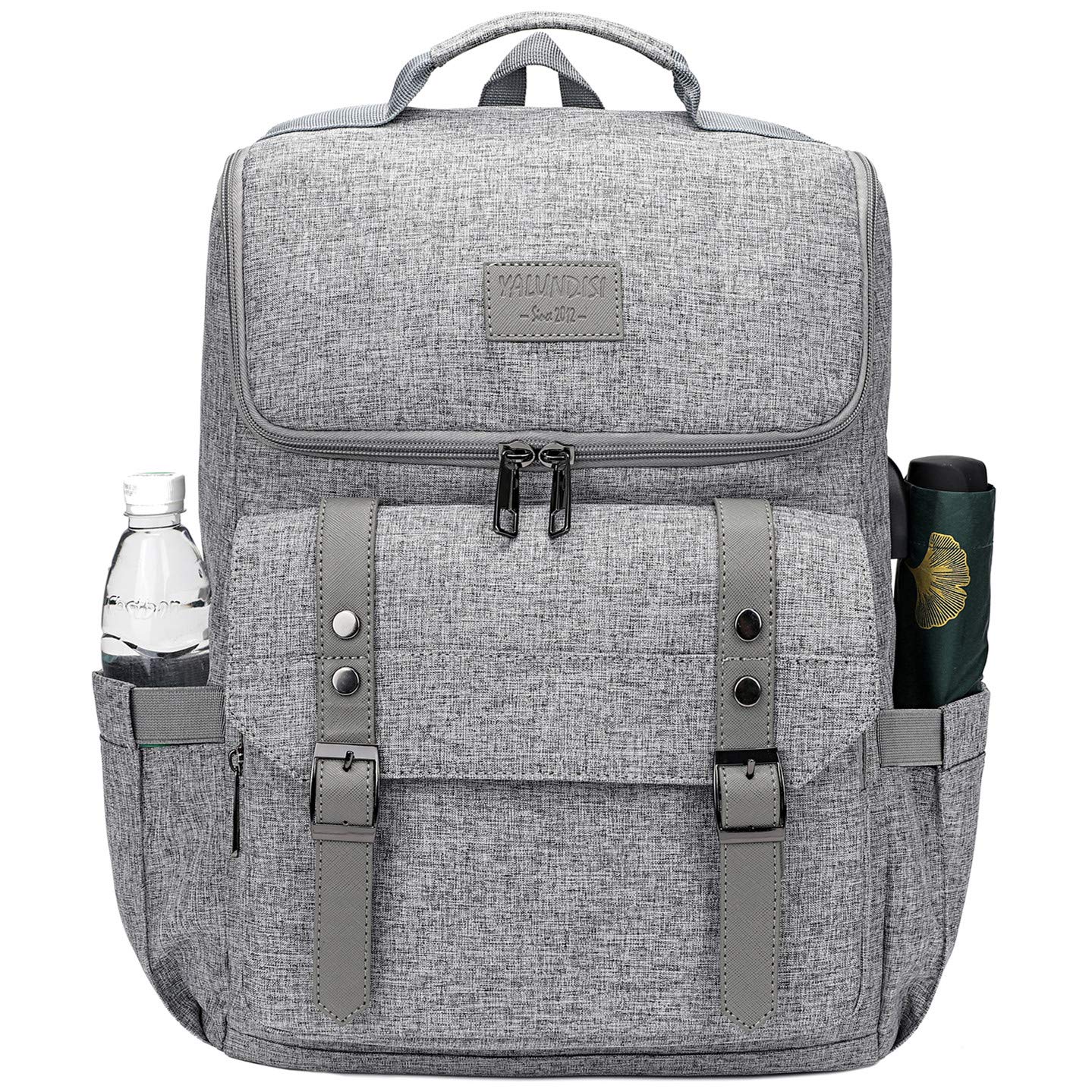 YALUNDISI Vintage Laptop Backpack with USB, Black