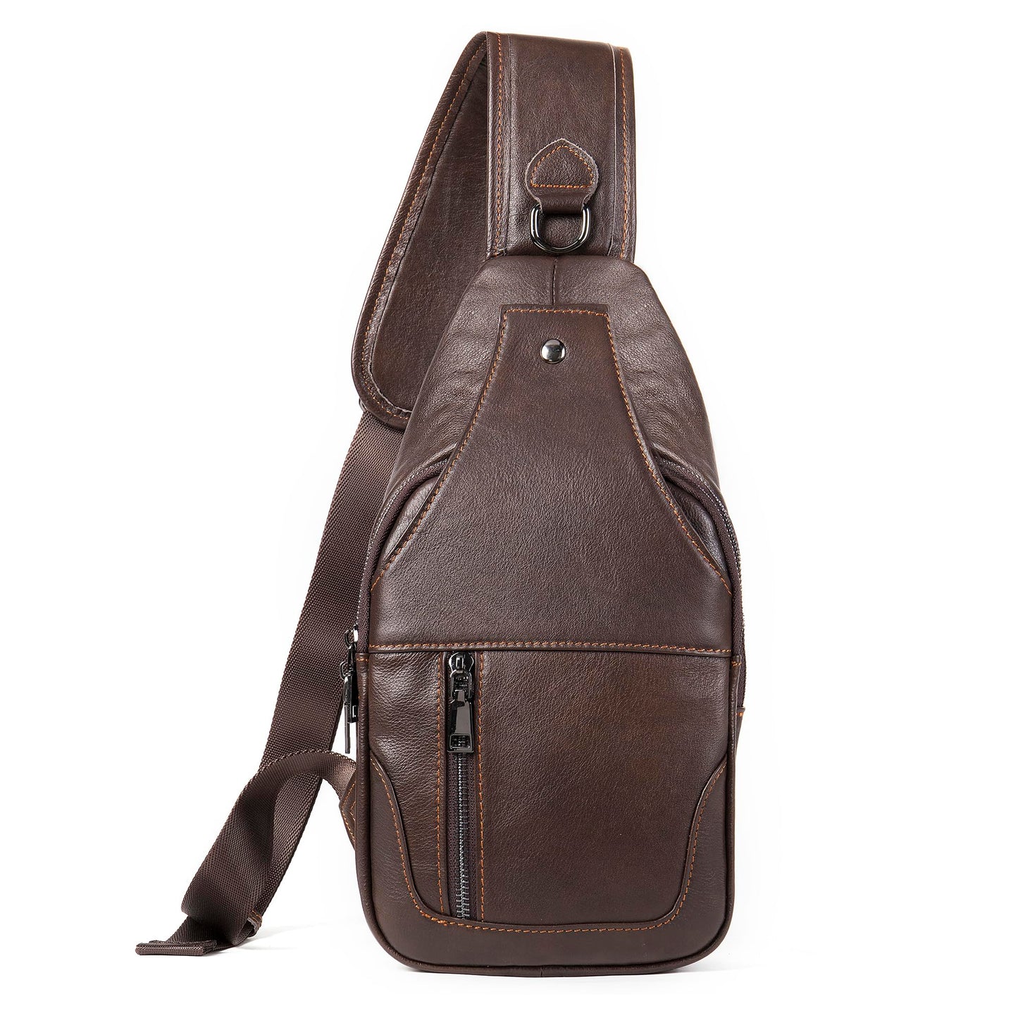 LUKZIJAES Genuine Leather Sling Bag for Men