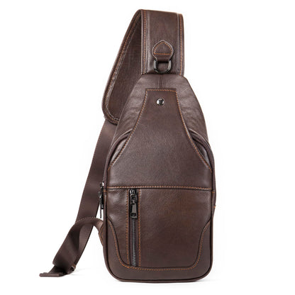 LUKZIJAES Genuine Leather Sling Bag for Men