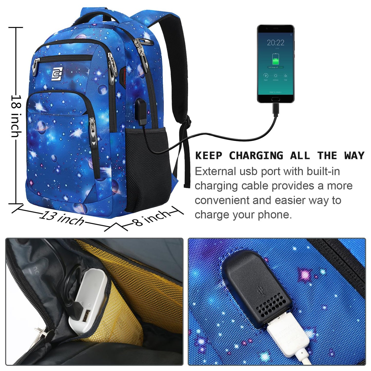 Anti-Theft Laptop Backpack with USB – 15.6" Black