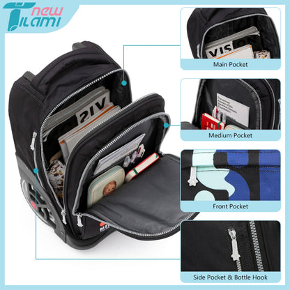 NEW TILAMI 19" Rolling Backpack for kids, Adjustable Laptop Backpack
