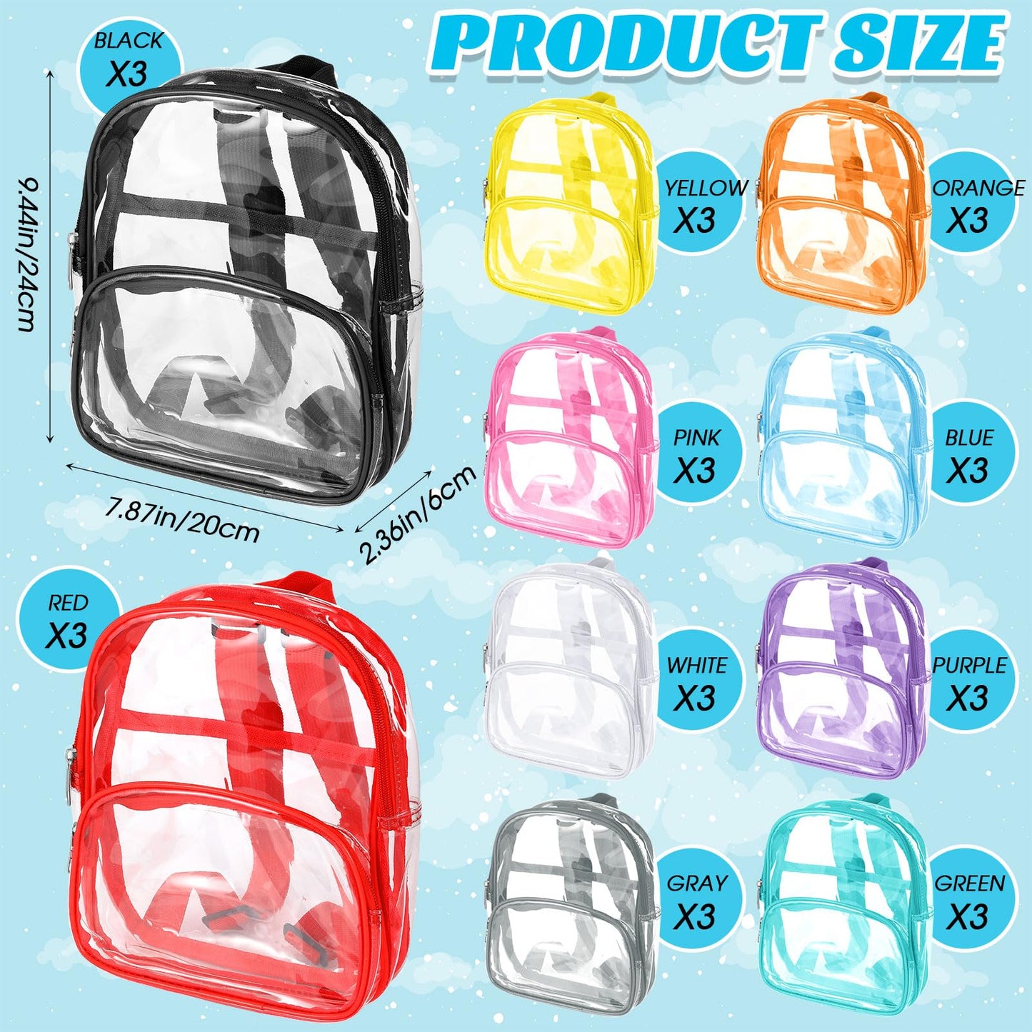 Aliceset 9" Clear Backpacks – 100 Pack