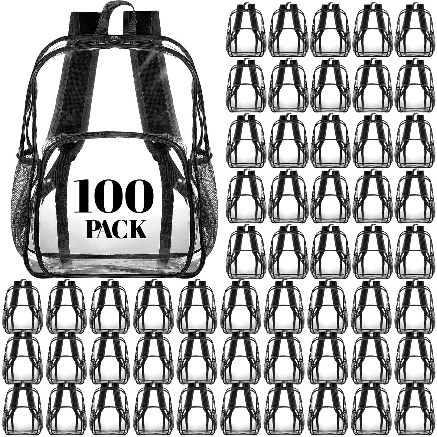 Amylove Clear PVC Backpack, 15", Black, 100-Pack