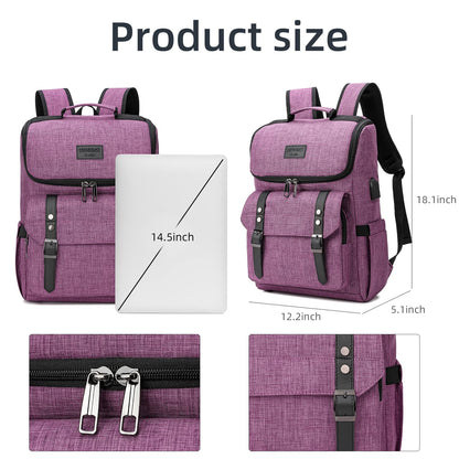 YALUNDISI Vintage Laptop Backpack with USB, Black