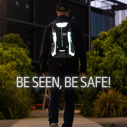Reflective Motorcycle Backpack with Helmet Holder, Green