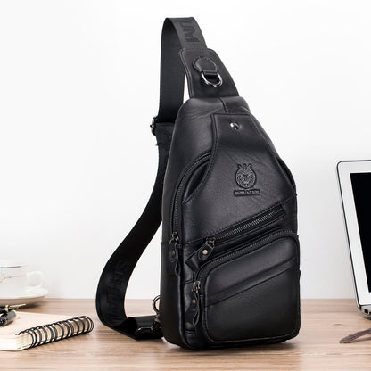 LUKZIJAES Genuine Leather Sling Bag for Men