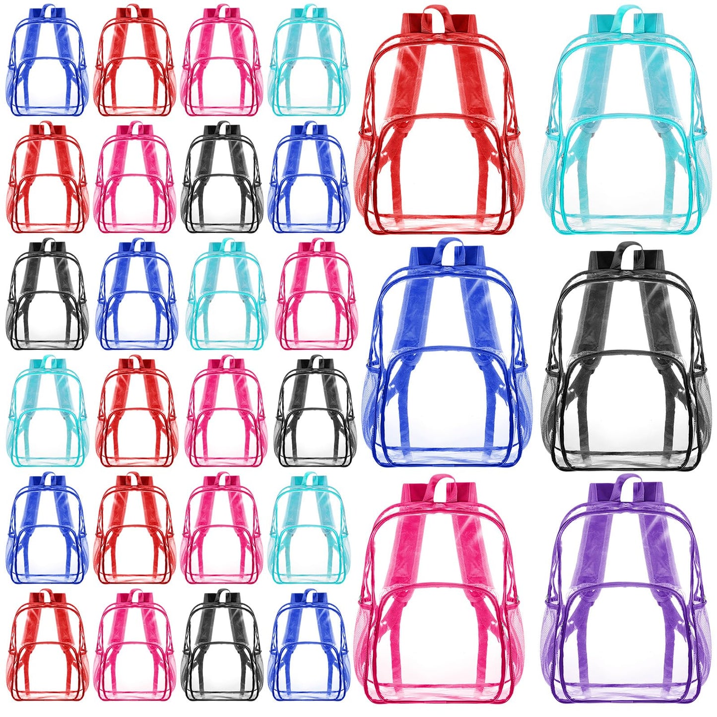 Amylove Clear PVC Backpack, 15", Black, 100-Pack