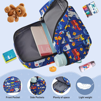 15" Kids Backpack for Preschool – Cute Car Design,