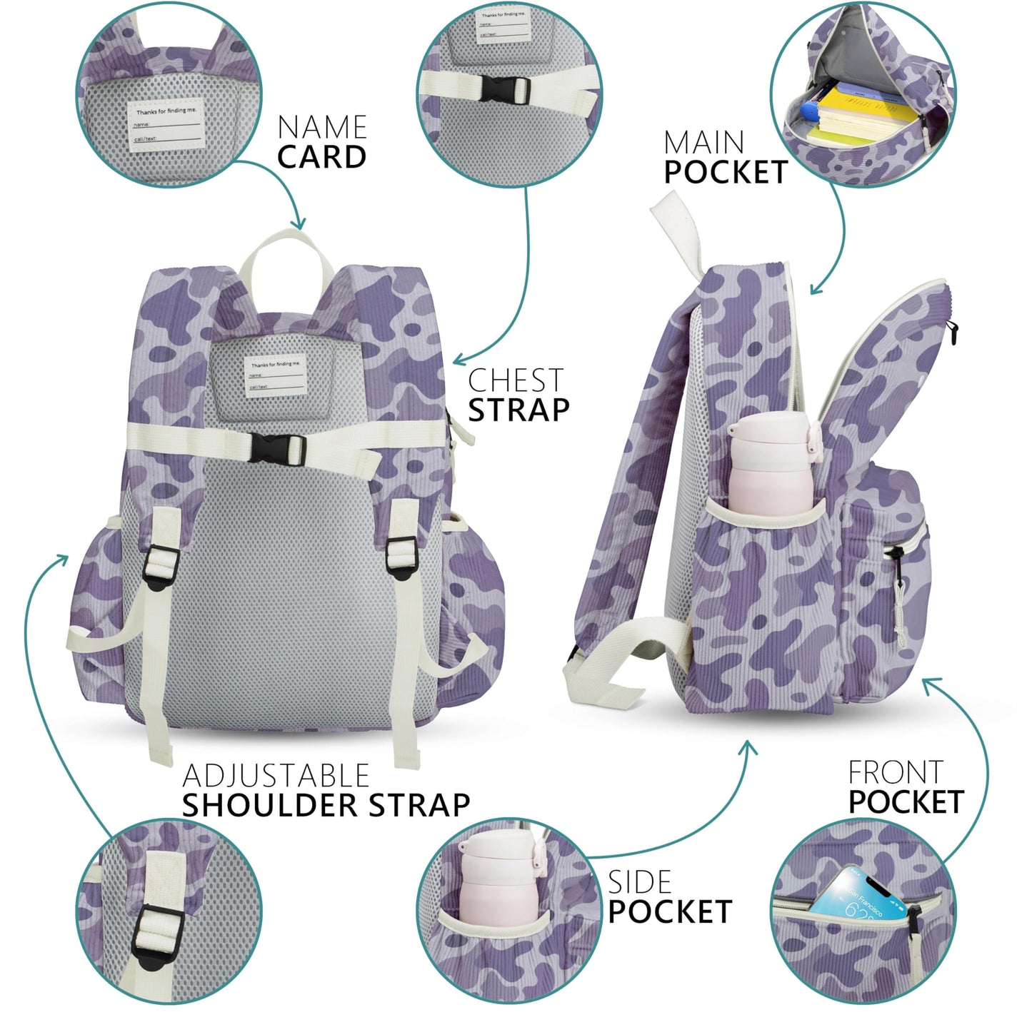 Corduroy Kids Backpack for Boys & Girls, 15"