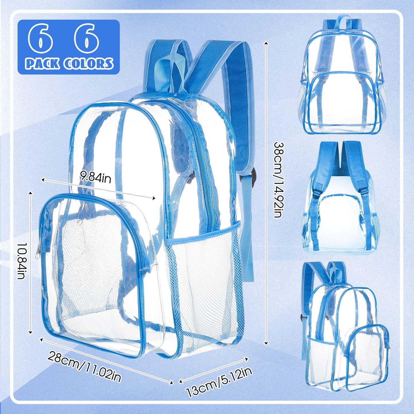 Amylove Clear PVC Backpack, 15", Black, 100-Pack
