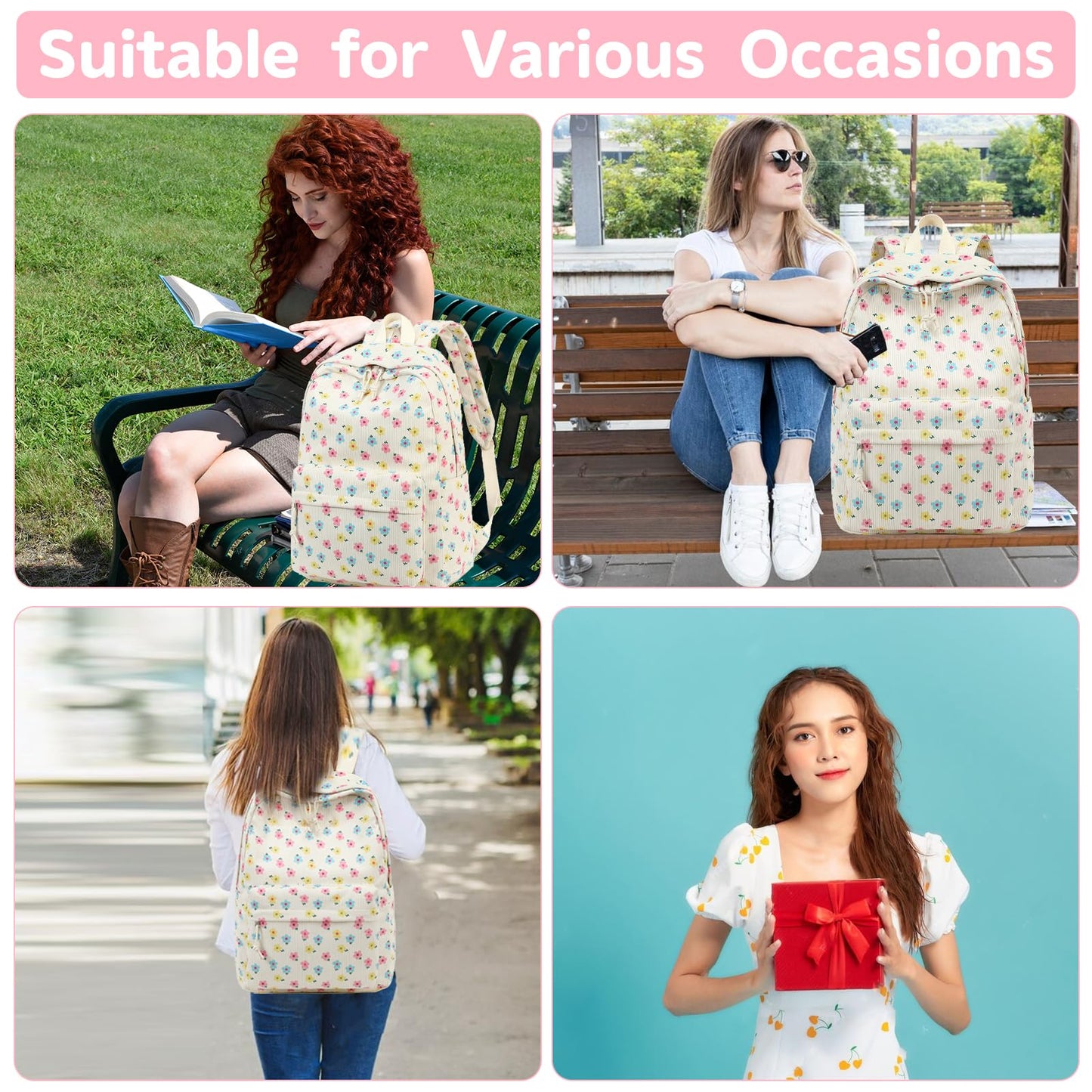 School Backpack for Teen Girls & Women, Corduroy