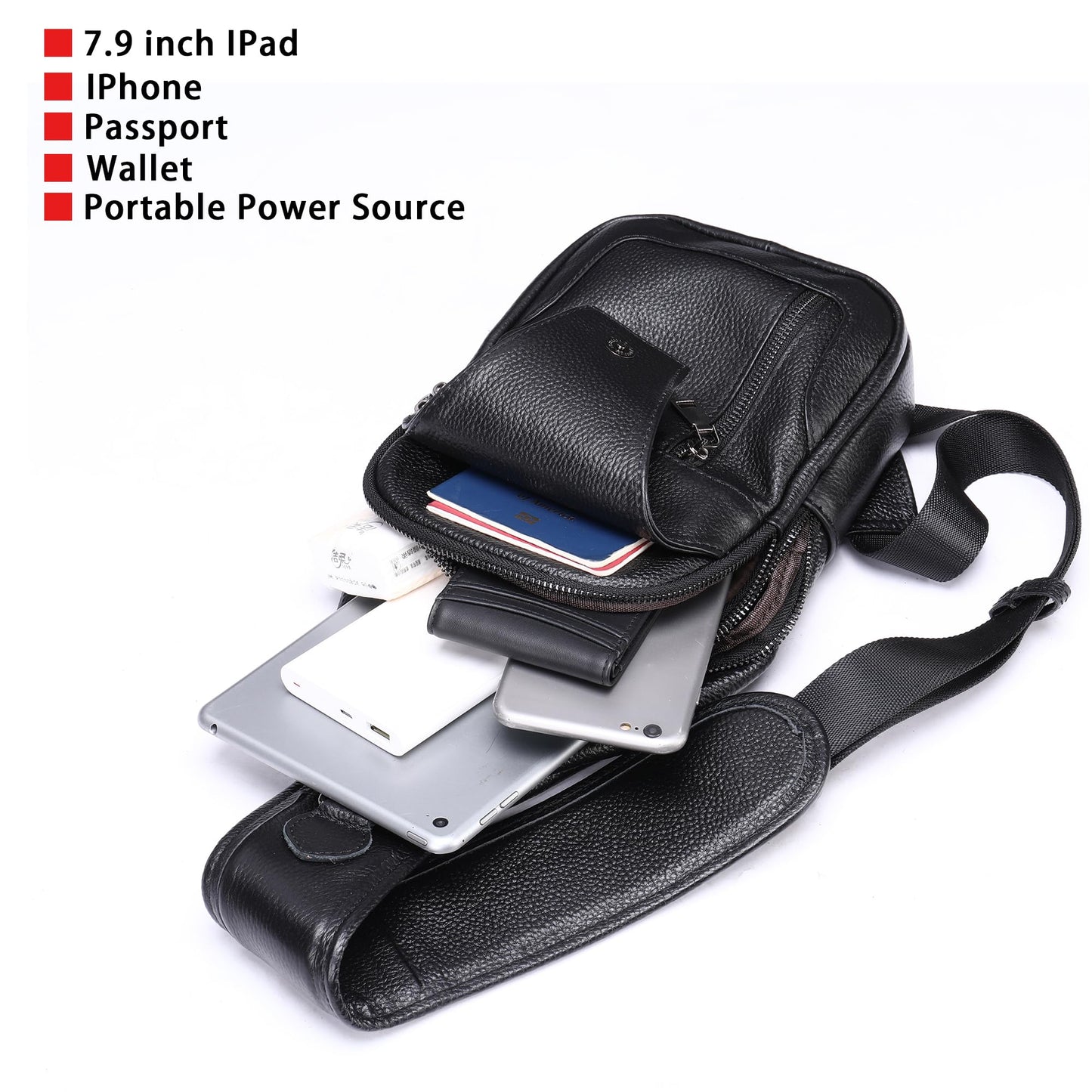 LUKZIJAES Genuine Leather Sling Bag for Men