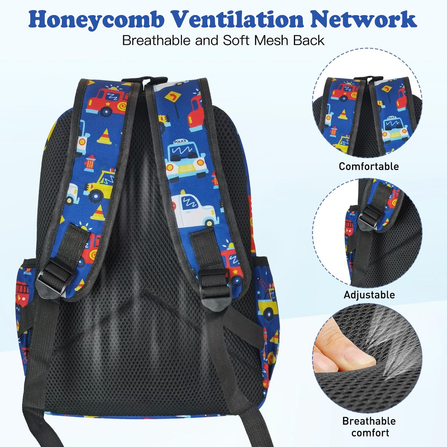 15" Kids Backpack for Preschool – Cute Car Design,