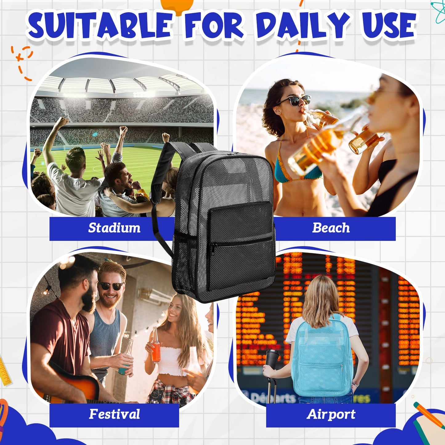 Amylove 17" Mesh Backpack – 48 Pack, Colorful