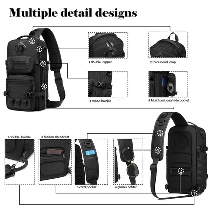 OZUKO Tactical Sling Backpack, Dark Gray