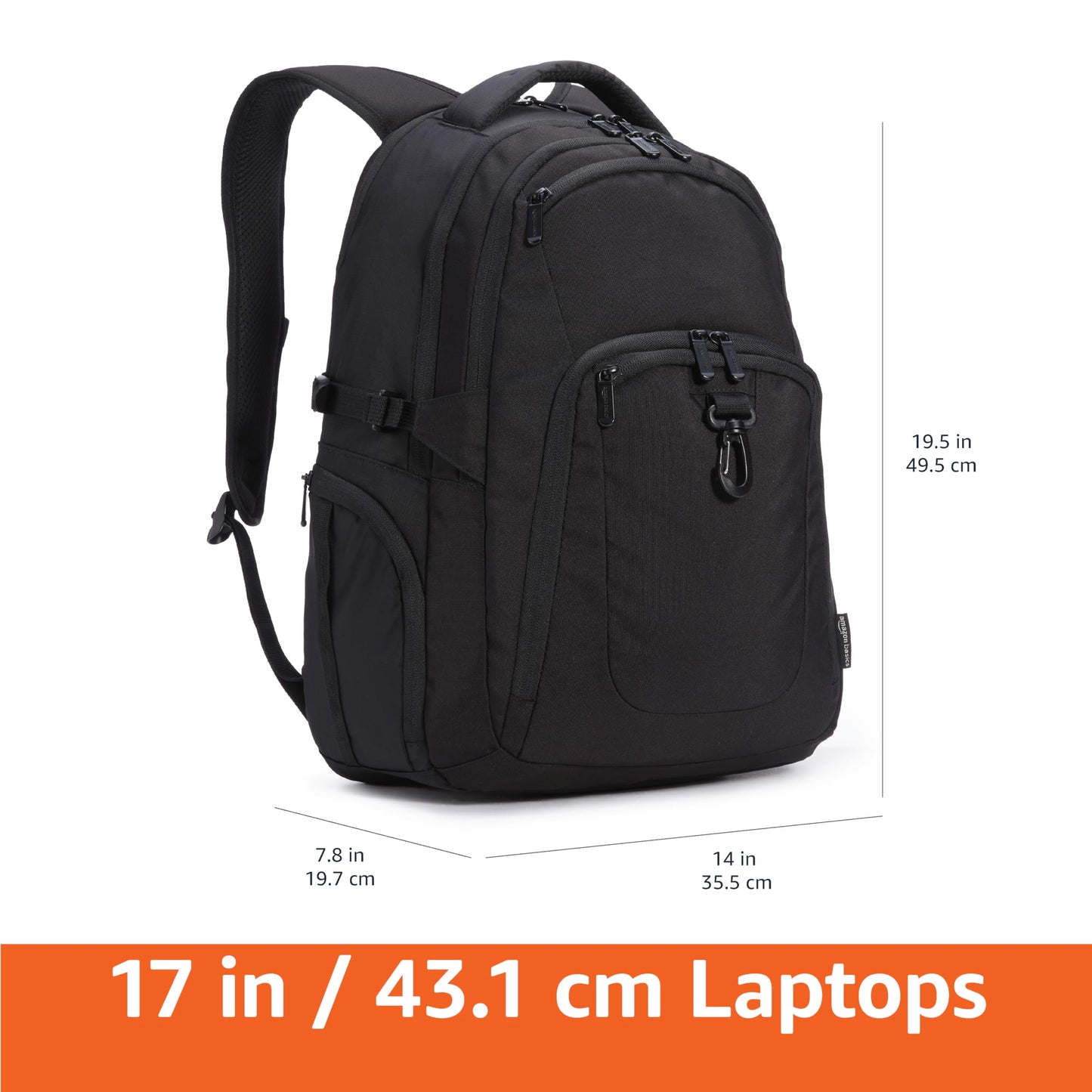 Amazon Basics Travel Laptop Backpack for 15.6 inch Laptop, Black